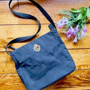Vintage LAUREN Ralph Lauren black nylon bag - classic RL embroidered crest.